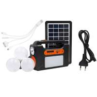 portable System Solar Power Panel Generator Kit+bluetooth Radio+3 LED Bulb Light for Home Outdoor Emergency Charging Lighting